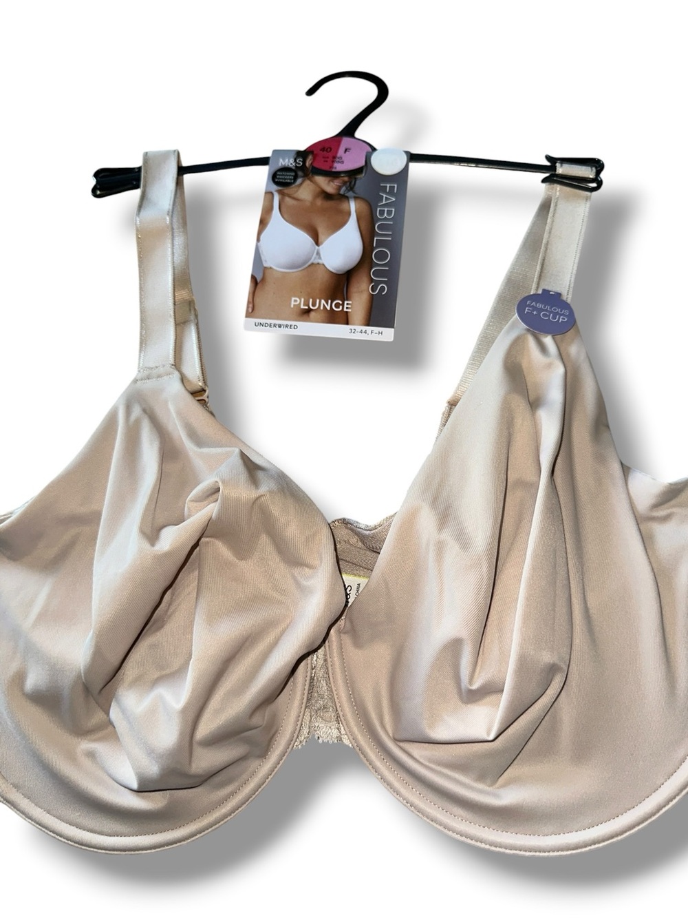 Marks & Spencer SZ 40F Fabulous Plunge Underwired Bra Creamy Beige NWT LUXE